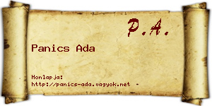 Panics Ada névjegykártya